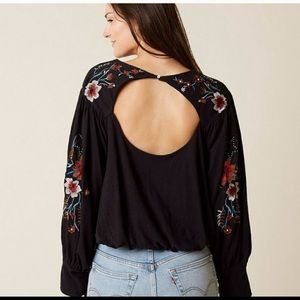NWT Free People Lita Embroidered Bell Sleeve